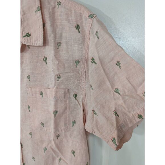 Marine Layer Ward Short Sleeve Button Down men's medium pink cactus beachy - Picture 4 of 9